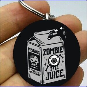 Scary Horror Zombie Juice Drink Hot Art Stainless Keychain